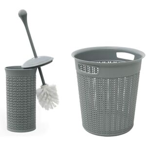 JVL Loop Toilet Brush and Round Plastic Bin Grey JVL Loop Toilet Brush and Round Plastic Bin Grey