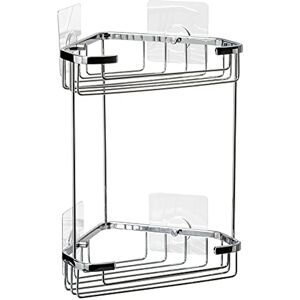 TATAY Shower Shelf No Drilling 2 Tiers Brass Includes Screws and Quick Fix Mounting System Supports 10 kg Moisture Resistant Easy Drainage 17.5 x 17.5 x 26.5 cm Krom Model TATAY Shower Shelf No Drilling 2 Tiers Brass Includes Screws and Quick Fix Mounting System Supports 10 kg Moisture Resistant Easy Drainage 17.5 x 17.5 x 26.5 cm Krom Model