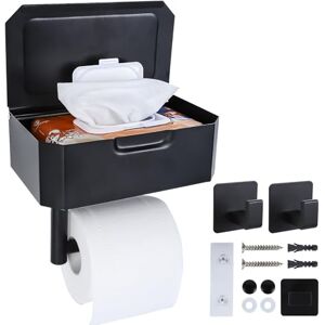 Cozary Toilet Roll Holder No Drilling Toilet Paper Holder with Wet Wipes Box Stainless Steel Self-Adhesive Toilet Paper Holder with Shelf for Bathroom Black Cozary Toilet Roll Holder No Drilling Toilet Paper Holder with Wet Wipes Box Stainless Steel Self-Adhesive Toilet Paper Holder with Shelf for Bathroom Black