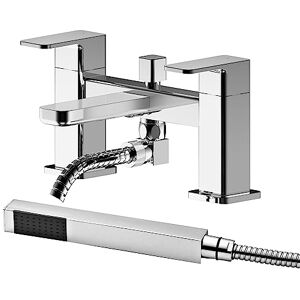nuie WIN304 Windon Modern Bathroom Deck Mounted Bath Filler Tap with Lever Handles and Shower Kit, 136mm, Chrome nuie WIN304 Windon Modern Bathroom Deck Mounted Bath Filler Tap with Lever Handles and Shower Kit, 136mm, Chrome