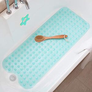 TreeBud Tree Bud Extra Long Bathtub Mats for Shower Tub Non-Slip Bath Mat Shower Mat with Suction Cups, Bath Tub Mat for Bathroom with Machine Washable, BPA Free for Kids (Transparent Aqua) TreeBud Tree Bud Extra Long Bathtub Mats for Shower Tub Non-Slip Bath Mat Shower Mat with Suction Cups, Bath Tub Mat for Bathroom with Machine Washable, BPA Free for Kids (Transparent Aqua)