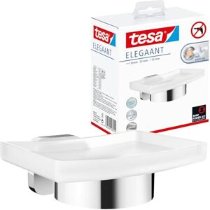 tesa UK tesa ELEGAANT Soap Holder No Drill Wall Mounted Satined Glass Soap Dish with Chrome-Plated Holder, Stainless Waterproof Includes Removable Glue Solution 79mm x 124mm x 119mm tesa UK tesa ELEGAANT Soap Holder No Drill Wall Mounted Satined Glass Soap Dish with Chrome-Plated Holder, Stainless Waterproof Includes Removable Glue Solution 79mm x 124mm x 119mm