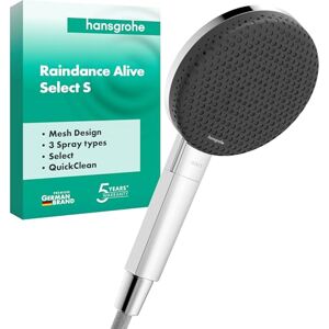 Hansgrohe Raindance Alive Select S Shower Head, Hand Shower Round (125 mm) with 3 Sprays (incl. PowderRain), with Anti-limescale Function, Chrome, 24500000 Hansgrohe Raindance Alive Select S Shower Head, Hand Shower Round (125 mm) with 3 Sprays (incl. PowderRain), with Anti-limescale Function, Chrome, 24500000
