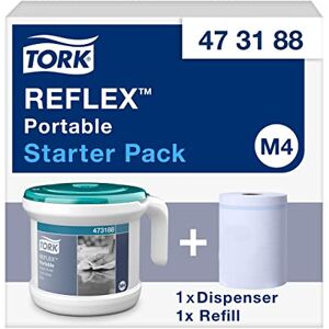 Tork Reflex Centrefeed Paper Towel and Dispenser White and Turquoise M4, Portable, 1 Pack, 473188 Tork Reflex Centrefeed Paper Towel and Dispenser White and Turquoise M4, Portable, 1 Pack, 473188