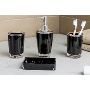 Fingey Modern Design 4 Piece Bathroom Accessory Set, Soap Dish, Tooth Brush Holder, Soap Dispenser, Rinse Cup (Black) Fingey Modern Design 4 Piece Bathroom Accessory Set, Soap Dish, Tooth Brush Holder, Soap Dispenser, Rinse Cup (Black)