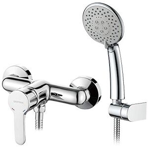 GRIFEMA PORTO-G12003 Single Lever Bath Shower Mixer Tap with 1.5 m Hose Pipe, ABS Shower Holder and 5-Function Shower Head and Eco-Click, 1/2 Inch Hose, Chrome GRIFEMA PORTO-G12003 Single Lever Bath Shower Mixer Tap with 1.5 m Hose Pipe, ABS Shower Holder and 5-Function Shower Head and Eco-Click, 1/2 Inch Hose, Chrome