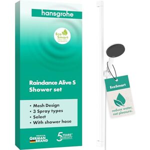 Hansgrohe 24601700 Raindance Alive Select S Set 125 3jet EcoSmart bar Unica E Puro 90 cm and Easy Slide Hand Shower Holder, matt White Hansgrohe 24601700 Raindance Alive Select S Set 125 3jet EcoSmart bar Unica E Puro 90 cm and Easy Slide Hand Shower Holder, matt White