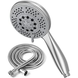 Vinabo Shower Head + 1.5 m Flexible Steel Hose, 5 Functions, Multifunctional High Pressure, ABS Chrome Spray, Anti-Limescale Spray with Nozzle Vinabo Shower Head + 1.5 m Flexible Steel Hose, 5 Functions, Multifunctional High Pressure, ABS Chrome Spray, Anti-Limescale Spray with Nozzle
