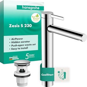 Hansgrohe 74732000 Zesis S Single Lever Basin Mixer 230 CoolStart for wash Bowls with Push-Open Waste Set, Chrome Hansgrohe 74732000 Zesis S Single Lever Basin Mixer 230 CoolStart for wash Bowls with Push-Open Waste Set, Chrome