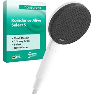 Hansgrohe Raindance Alive Select S Shower Head, Hand Shower Round (125 mm) with 3 Sprays (incl. PowderRain), with Anti-limescale Function, matt White, 24500700 Hansgrohe Raindance Alive Select S Shower Head, Hand Shower Round (125 mm) with 3 Sprays (incl. PowderRain), with Anti-limescale Function, matt White, 24500700