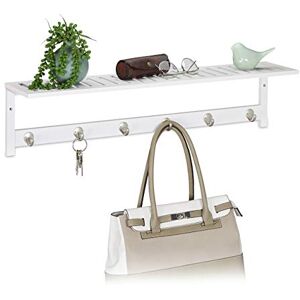 Relaxdays Towel Rack with 6 Hooks and Shelf, for Hallway, Kitchen & Bathroom, Modern, Bamboo, HWD: 18 x 75 x 16cm, White Relaxdays Towel Rack with 6 Hooks and Shelf, for Hallway, Kitchen & Bathroom, Modern, Bamboo, HWD: 18 x 75 x 16cm, White