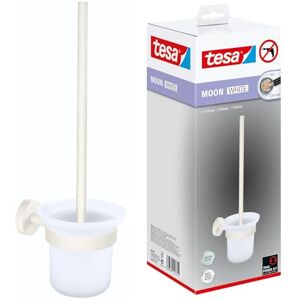 tesa UK tesa MOON WHITE Toilet Brush Set, with holder and toilet brush, matt white, satin glass for industrial style and modern bathrooms drill-free, incl. adhesive solution 379 mm x 112 mm x 145 mm tesa UK tesa MOON WHITE Toilet Brush Set, with holder and toilet brush, matt white, satin glass for industrial style and modern bathrooms drill-free, incl. adhesive solution 379 mm x 112 mm x 145 mm