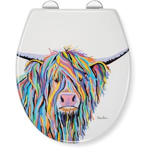 Croydex Steven Brown Angus McCoo Flexi-Fix Soft Close Toilet Seat with Quick Release with Adjustable Hinges, Durable Polypropylene Plastic with Top and Bottom Fixings (Highland Cow) Croydex Steven Brown Angus McCoo Flexi-Fix Soft Close Toilet Seat with Quick Release with Adjustable Hinges, Durable Polypropylene Plastic with Top and Bottom Fixings (Highland Cow)
