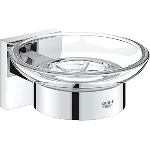 Grohe Start Cube Soap Dish with Holder (Material: Glass and Metal, Wall Mounted, Concealed Fastening, with Screws and Dowels), Size 125mm, Extra Easy to Fit with QuickGlue, Chrome, 41096000 Grohe Start Cube Soap Dish with Holder (Material: Glass and Metal, Wall Mounted, Concealed Fastening, with Screws and Dowels), Size 125mm, Extra Easy to Fit with QuickGlue, Chrome, 41096000