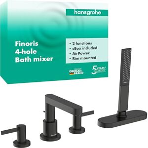 Hansgrohe Finoris 76444340 4-Hole Bathtub Fitting for 2 Consumers Single Lever Mixer Tap Brushed Black Chrome Hansgrohe Finoris 76444340 4-Hole Bathtub Fitting for 2 Consumers Single Lever Mixer Tap Brushed Black Chrome