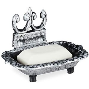Relaxdays Dish, Tray, Plate, Cast Iron, Antique Design, Angular Soap Holder, Drain, Nostalgic, Silver, 10 x 11.5 x 15 cm Relaxdays Dish, Tray, Plate, Cast Iron, Antique Design, Angular Soap Holder, Drain, Nostalgic, Silver, 10 x 11.5 x 15 cm