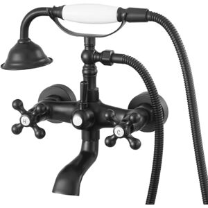 VEVOR Clawfoot Tub Faucet, Wall Mount Bathtub Faucets with Handheld Shower, Vintage Matte Black Clawfoot Tub Filler Faucet Shower Kit with Adjustable Swing Arms & 360° Rotation Spout for Bathtubs VEVOR Clawfoot Tub Faucet, Wall Mount Bathtub Faucets with Handheld Shower, Vintage Matte Black Clawfoot Tub Filler Faucet Shower Kit with Adjustable Swing Arms & 360° Rotation Spout for Bathtubs