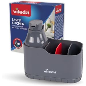 Vileda Sink Organiser with Washing Up Liquid Dispenser Plastic Free-Standing Sponge Holder Kitchen Sink Organiser with Soap Dispenser for Sponges & Brushes Durable & Rustproof Vileda Sink Organiser with Washing Up Liquid Dispenser Plastic Free-Standing Sponge Holder Kitchen Sink Organiser with Soap Dispenser for Sponges & Brushes Durable & Rustproof