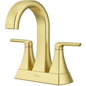 PFISTER Bruxie Bathroom Sink Faucet, 4-Inch Centerset, 2-Handle, 3-Hole, Brushed Gold Finish, LF048BIEBG PFISTER Bruxie Bathroom Sink Faucet, 4-Inch Centerset, 2-Handle, 3-Hole, Brushed Gold Finish, LF048BIEBG