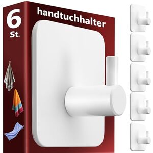 Menz Towel Rail Without Drilling, Pack of 6 White Adhesive Hooks Extra Strong, Rustproof, Ideal as Towel Holder for Bathroom and Kitchen Premium Self-Adhesive Hooks with Sticky Pads Menz Towel Rail Without Drilling, Pack of 6 White Adhesive Hooks Extra Strong, Rustproof, Ideal as Towel Holder for Bathroom and Kitchen Premium Self-Adhesive Hooks with Sticky Pads