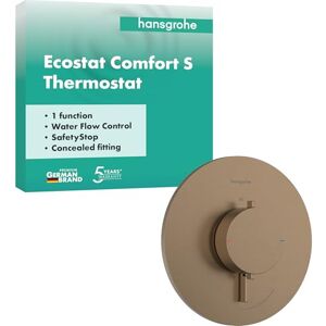Hansgrohe Ecostat Comfort S Thermostat Concealed, Thermostatic Mixer with Safety Stop at 40 °C, Thermostat Round, Mixer tap for 1 Function, Brushed Bronze, 33714140 Hansgrohe Ecostat Comfort S Thermostat Concealed, Thermostatic Mixer with Safety Stop at 40 °C, Thermostat Round, Mixer tap for 1 Function, Brushed Bronze, 33714140