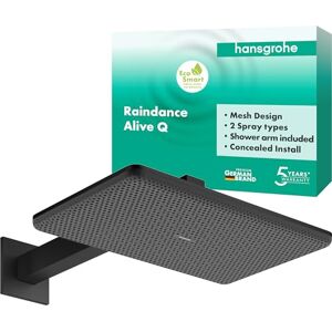 Hansgrohe 24551670 Raindance Alive Q Overhead 210/340 2jet EcoSmart with Shower arm, Matt Black, 1 wassersparende Strahlart 6,6 l/min Hansgrohe 24551670 Raindance Alive Q Overhead 210/340 2jet EcoSmart with Shower arm, Matt Black, 1 wassersparende Strahlart 6,6 l/min