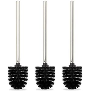 Relaxdays Toilet Brushes, Set of 3, Replacement, Removable Head, Stainless Steel Handle, H x diam. 35 x 8 cm, Black Relaxdays Toilet Brushes, Set of 3, Replacement, Removable Head, Stainless Steel Handle, H x diam. 35 x 8 cm, Black