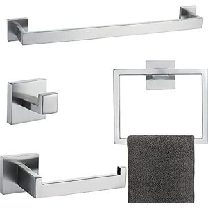 TQKAG Brushed 4-Piece Bathroom Hardware Set Premium Stainless Steel Bath Towel Bar Sets Wall Mounted Square Bathroom Accessories Kit, 23.6 Inch Brushed Nickel TQKAG Brushed 4-Piece Bathroom Hardware Set Premium Stainless Steel Bath Towel Bar Sets Wall Mounted Square Bathroom Accessories Kit, 23.6 Inch Brushed Nickel
