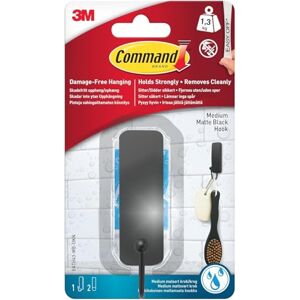 Command Bath Medium Hook, Matte Black 1 Hook and 2 Water-Resistant Strips Adhesive Strips for Damage Free Hanging Command Bath Medium Hook, Matte Black 1 Hook and 2 Water-Resistant Strips Adhesive Strips for Damage Free Hanging