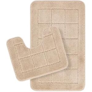 Livabliss Bath Mat Set Bathroom Mats Sets 2 Piece, Washable Non Slip Bath and Toilet Mat Set Bathroom Accessories with Absorbent Bathmat Rug, Shower and Co-ordinating Pedestal Carpet, Beige Livabliss Bath Mat Set Bathroom Mats Sets 2 Piece, Washable Non Slip Bath and Toilet Mat Set Bathroom Accessories with Absorbent Bathmat Rug, Shower and Co-ordinating Pedestal Carpet, Beige
