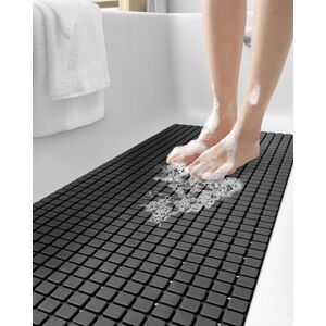 DEXI Bath Mat Non Slip Extra Long, 99x41cm, with Suction Cups and Drain Holes, Machine Washable, for Bathtub and Shower Floor, Black DEXI Bath Mat Non Slip Extra Long, 99x41cm, with Suction Cups and Drain Holes, Machine Washable, for Bathtub and Shower Floor, Black