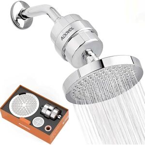 ADOVEL High Output Shower Head and Hard Water Filter, 15 Stage Shower Filter Removes Chlorine & Harmful Substances, Water Softener Showerhead for Bathroom, Rain Shower, 1 Replaceable Filter Cartridge ADOVEL High Output Shower Head and Hard Water Filter, 15 Stage Shower Filter Removes Chlorine & Harmful Substances, Water Softener Showerhead for Bathroom, Rain Shower, 1 Replaceable Filter Cartridge