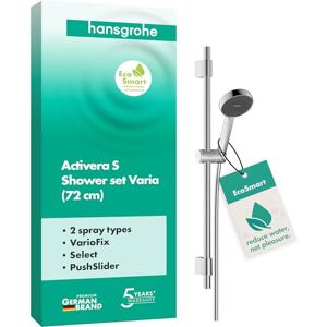 Hansgrohe Activera Select S Shower Set with Shower Head Water-Saving (EcoSmart, 2 Sprays), Shower Hose (1,60 m) and Shower bar (72 cm) with Variable Drilling Hole Distance, Chrome, 28048000 Hansgrohe Activera Select S Shower Set with Shower Head Water-Saving (EcoSmart, 2 Sprays), Shower Hose (1,60 m) and Shower bar (72 cm) with Variable Drilling Hole Distance, Chrome, 28048000