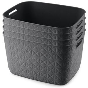 CURVER Softex 4x 19L Storage Baskets, 100 percent Recycled Material, Lightweight, For Bathroom, Living Room, Kitchen, Dark Grey CURVER Softex 4x 19L Storage Baskets, 100 percent Recycled Material, Lightweight, For Bathroom, Living Room, Kitchen, Dark Grey