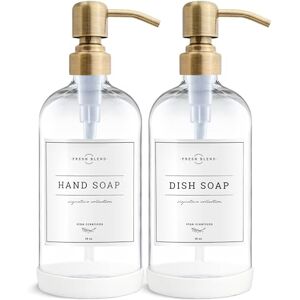 Vine Creations Clear Glass Soap Dispenser, 2 Pack Kitchen Soap Dispenser Set with Stainless Steel Pump, 16 oz Dish Soap and Hand Soap Dispensers for Bathroom with Waterproof Labels Vine Creations Clear Glass Soap Dispenser, 2 Pack Kitchen Soap Dispenser Set with Stainless Steel Pump, 16 oz Dish Soap and Hand Soap Dispensers for Bathroom with Waterproof Labels