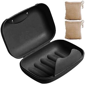 Lam-lord Soap Travel Container Set, Snap-on Design Bar Soap Holder with 2 Soap Saver Bag for Home Outdoor Bathroom, Sealing Leak Proof and Keep the Soap Dry (Black+Beige)