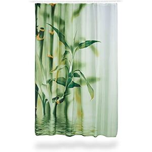Relaxdays Bamboo Design Shower Curtain, Polyester, Fabric, Washable, Plant Motif, 200 x 180 cm, Bath Curtain, Green Relaxdays Bamboo Design Shower Curtain, Polyester, Fabric, Washable, Plant Motif, 200 x 180 cm, Bath Curtain, Green