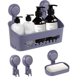 Uten Shower Shelf No Drilling Set, Shower Basket, Soap Dish with Suction Cup, Pack of 2, Plastic, Reusable 4-in-1 Bathroom Shelf Set for Kitchen, Bathroom, Living Room, Grey Uten Shower Shelf No Drilling Set, Shower Basket, Soap Dish with Suction Cup, Pack of 2, Plastic, Reusable 4-in-1 Bathroom Shelf Set for Kitchen, Bathroom, Living Room, Grey