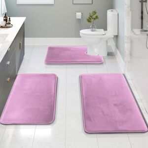 Clara Clark 3 Piece Bathroom Rugs Bath Mat Set, Velvet Memory Foam Bath Mats for Bathroom Non-Slip, PVC Backing Bath Rugs, Washable Dries Quickly, Lavender Clara Clark 3 Piece Bathroom Rugs Bath Mat Set, Velvet Memory Foam Bath Mats for Bathroom Non-Slip, PVC Backing Bath Rugs, Washable Dries Quickly, Lavender