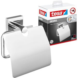 tesa UK tesa EKKRO Toilet Paper Holder with Lid Chromed Metal Toilet Paper Holder for Bathrooms and Guest Toilets Including Self-Adhesive Solution without Drilling 53 mm x 140 mm x 128 mm tesa UK tesa EKKRO Toilet Paper Holder with Lid Chromed Metal Toilet Paper Holder for Bathrooms and Guest Toilets Including Self-Adhesive Solution without Drilling 53 mm x 140 mm x 128 mm