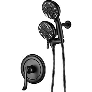 ELLO&ALLO Shower System with Handheld Showerhead & Rain Shower Combo Faucet Set, Dual 2 in 1 Shower Faucet, 3-Way Water Diverter in All Matte Black ELLO&ALLO Shower System with Handheld Showerhead & Rain Shower Combo Faucet Set, Dual 2 in 1 Shower Faucet, 3-Way Water Diverter in All Matte Black