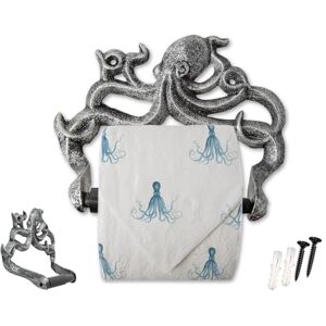 Comfify Cast Iron Octopus Toilet Paper Roll Holder Nautical Bathroom Decor Easy Installation Silver & Black Comfify Cast Iron Octopus Toilet Paper Roll Holder Nautical Bathroom Decor Easy Installation Silver & Black