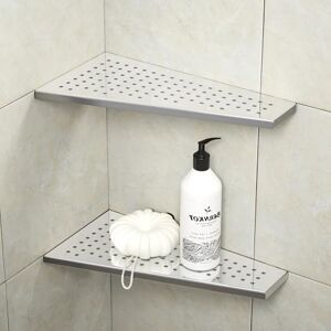 Bernkot Corner Shower Shelf 12" Polished 304 Stainless Steel Recessed Trapezoid Shampoo Shelves with Grid Design Bathroom Shelf Racks for Tiled Wall, No Drilling Needed, 2 Pack Bernkot Corner Shower Shelf 12" Polished 304 Stainless Steel Recessed Trapezoid Shampoo Shelves with Grid Design Bathroom Shelf Racks for Tiled Wall, No Drilling Needed, 2 Pack