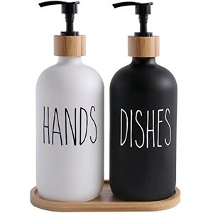 MOMEEMO Glass Soap Dispenser Set, Black & White, Contains Hand & Dish Soap Dispenser, Suitable for Kitchen Decor MOMEEMO Glass Soap Dispenser Set, Black & White, Contains Hand & Dish Soap Dispenser, Suitable for Kitchen Decor