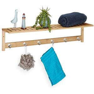Relaxdays Towel Rack with 6 Hooks and Shelf, for Hallway, Kitchen & Bathroom, Modern, Bamboo, 18 x 75 x 16 cm, Natural Relaxdays Towel Rack with 6 Hooks and Shelf, for Hallway, Kitchen & Bathroom, Modern, Bamboo, 18 x 75 x 16 cm, Natural
