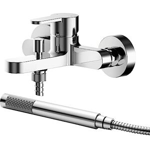 nuie ARV316 Arvan Modern Bathroom Round Wall Mount Bath Filler Tap with Lever Handles and Shower Kit, 77mm, Chrome nuie ARV316 Arvan Modern Bathroom Round Wall Mount Bath Filler Tap with Lever Handles and Shower Kit, 77mm, Chrome