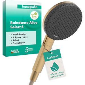 Hansgrohe Raindance Alive Select S Water-Saving Shower Head 7,1 l/min (EcoSmart), Hand Shower Round (125 mm) with 3 Sprays (incl. PowderRain), with Anti-limescale Function, Brushed Bronze, 24511140 Hansgrohe Raindance Alive Select S Water-Saving Shower Head 7,1 l/min (EcoSmart), Hand Shower Round (125 mm) with 3 Sprays (incl. PowderRain), with Anti-limescale Function, Brushed Bronze, 24511140