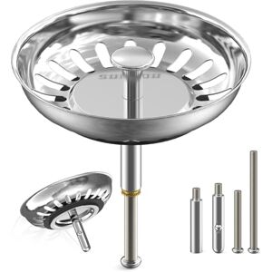 SURFOU 79mm Stainless Steel Sink Strainer, Rustproof Basket Drain Stopper for Kitchen Sink, with 2 Adjustable Eccentric Pins and 1 Stainless Steel Pin SURFOU 79mm Stainless Steel Sink Strainer, Rustproof Basket Drain Stopper for Kitchen Sink, with 2 Adjustable Eccentric Pins and 1 Stainless Steel Pin