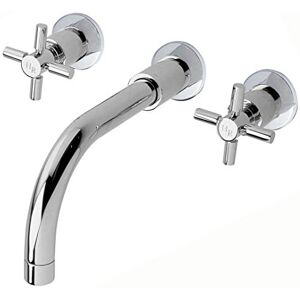 Balterley BTHE317X ǀ Modern Bathroom Wall Mounted 3TH Basin Mixer Tap with Crosshead Handles, 113mm x 255mm x 220mm, Chrome Balterley BTHE317X ǀ Modern Bathroom Wall Mounted 3TH Basin Mixer Tap with Crosshead Handles, 113mm x 255mm x 220mm, Chrome