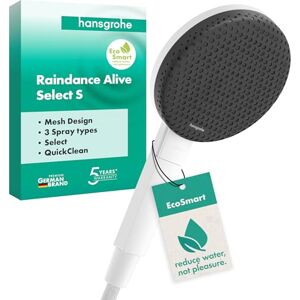 Hansgrohe Raindance Alive Select S Water-Saving Shower Head 7,1 l/min (EcoSmart), Hand Shower Round (125 mm) with 3 Sprays (incl. PowderRain), with Anti-limescale Function, matt White, 24511700 Hansgrohe Raindance Alive Select S Water-Saving Shower Head 7,1 l/min (EcoSmart), Hand Shower Round (125 mm) with 3 Sprays (incl. PowderRain), with Anti-limescale Function, matt White, 24511700